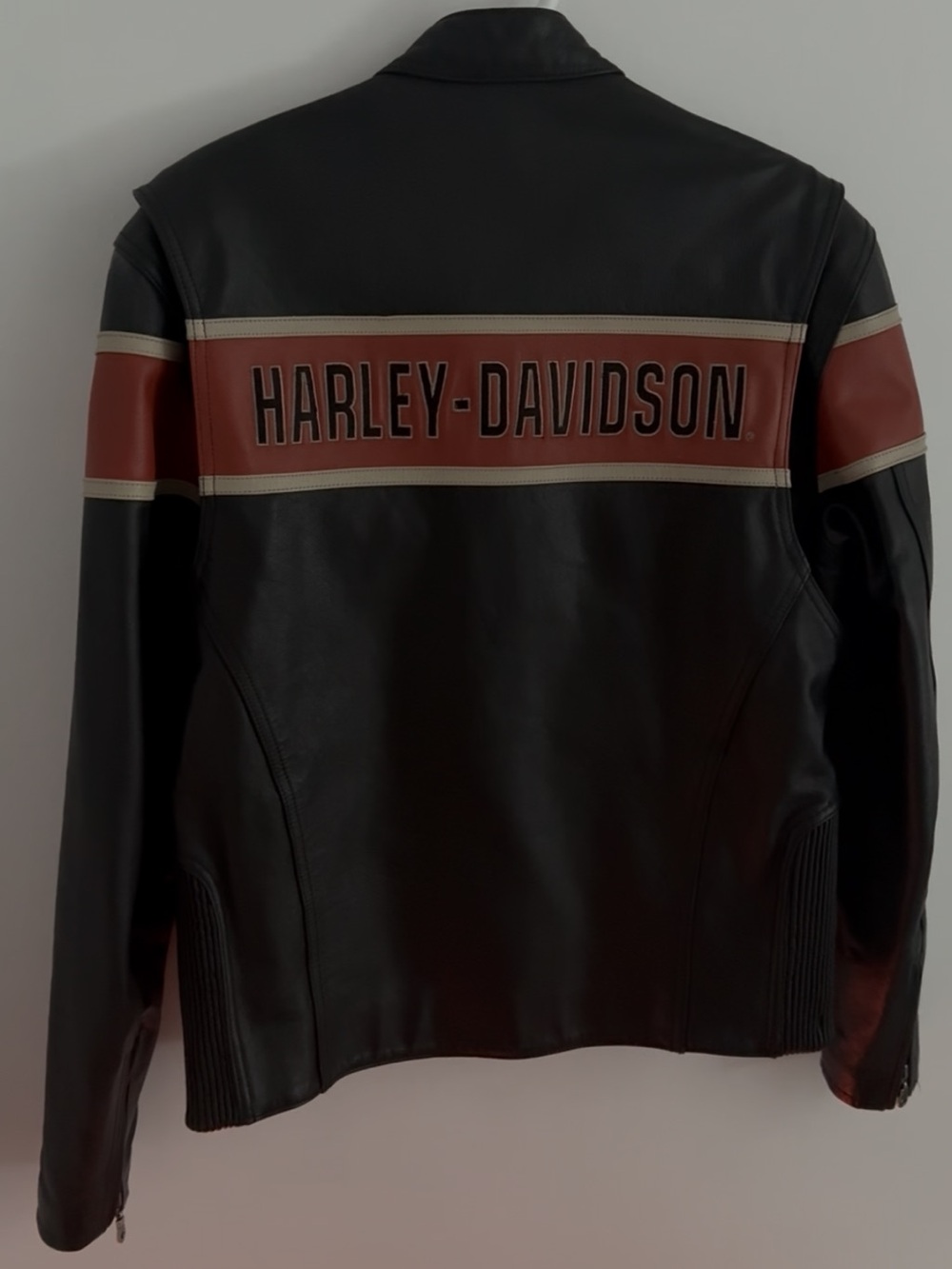 Harley-Davidson Black Leather Jacket with Brown Panel